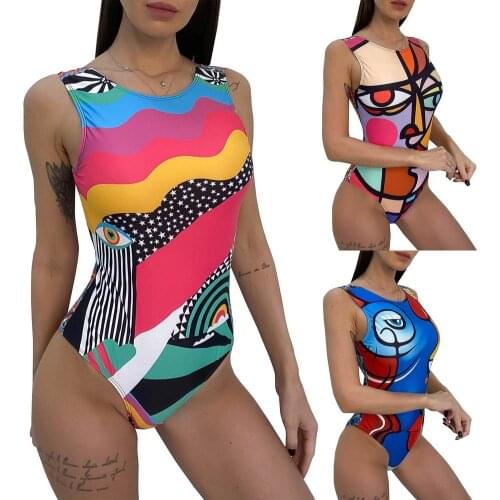 Halter Print 2021 Sexy Women One Piece Swimsuit Swimwear Female Brazilian Bathing Suits Bodysuit Beach Wear Backless S/ M/L