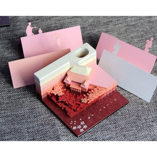 3D laser cutting colorful model paper tag notepad sticky note bookmark stationery business mystery gift Christmas gift