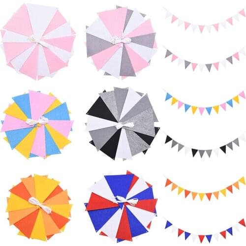 4M Grey Black Blue White Pennants Bunting Banner Wedding/Valentines day/birthday party Flags Hang Garland Decoration Supplies