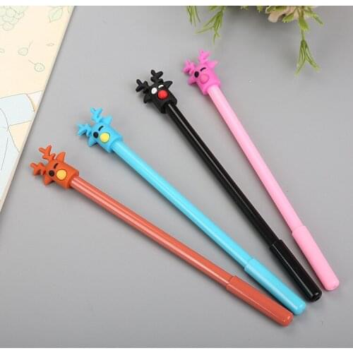 40 pcs Creative Cartoon Silicone Elk Neutral Pen Cute Student Stationery Deer Office Signature Pen kawaii school supplies