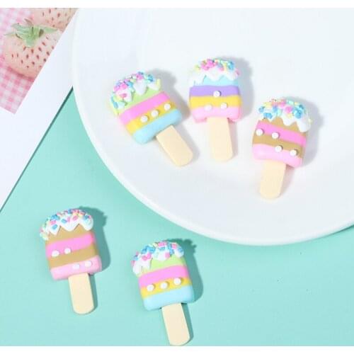 5Pcs colorful Dollhouse Miniature Popsicles Ice Cream Polymer Slime Charm DIY Accessories Box Toy For Children Color Random