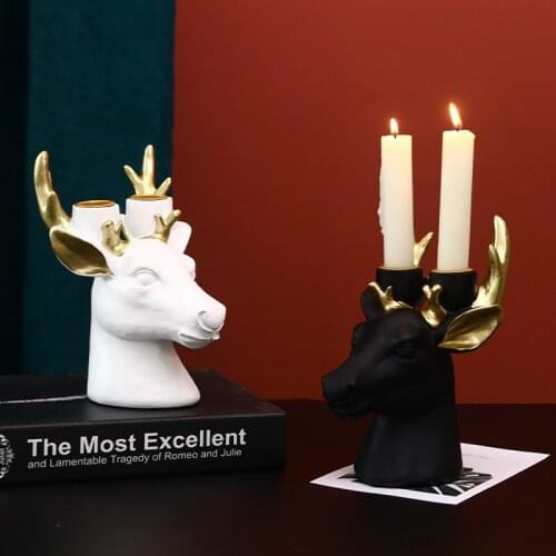 Nordic resin elk head aroma candle holder decoration decoration living room restaurant romantic candlelight dinner decoration