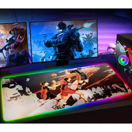 RGB Large Haikyuu 90x30 Mouse Pad Gaming Mause Pad 30x60 Anime Mousepad Keyboard Pad Rubber No-slip with Backlit Mausepad 25X35