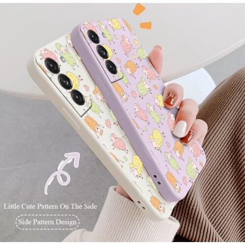 Sheep Liquid Silicone Phone Case For Samsung Galaxy S21 S20 FE S10 Ultra Plus S10e Note 20 ultra 10 9 Plus Pro Soft Back Cover