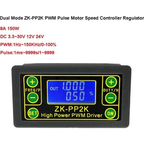 ZK-PP1K Dual Mode Signal Generator ZK-PP2K PWM Motor Speed Controller Regulator 8A 150W Frequency Duty Cycle Adjustable Module