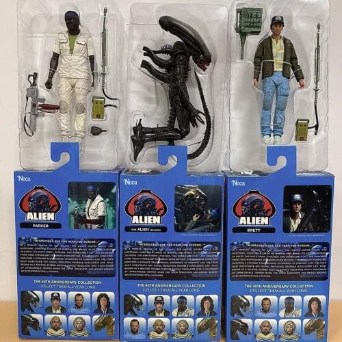 Alien Action Figure NECA The Alien Bloody Alien Brett Parker Action Figures 40th Anniversary Alien Predator Figure 3pcs/set