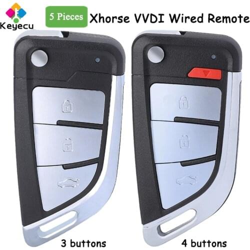 KEYECU 5 Pieces XHORSE English Version Knife Flip Style 3 / 4 Buttons Wired Universal Remote Car Key for VVDI Key Tool VVDI2