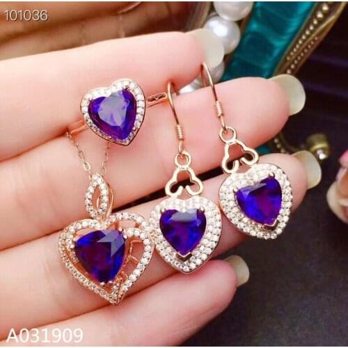 KJJEAXCMY boutique jewelry 925 sterling silver inlaid Amethyst necklace pendant ring female Suit exquisite classic