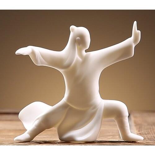 Creative Ceramic Chinese Taiji Ancient Kung Fu Character Zen Small Ornament Home Soft Decoration Table Decoration Crafts