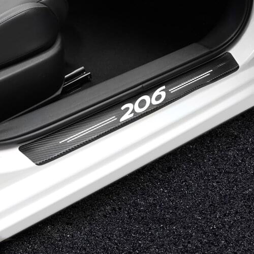 LEEPEE Carbon Fiber Car Door Sill Scuff Plate Decor Sticker Protector Strip Anti-scratch Sticker 4PCS