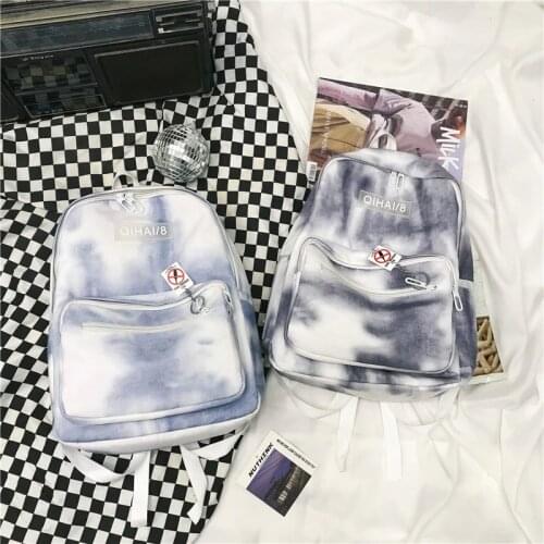 Summer New Fashion Womens Backpack Trendy Tie-dye School Backpacks Canvas Casual All-match Travel Bag