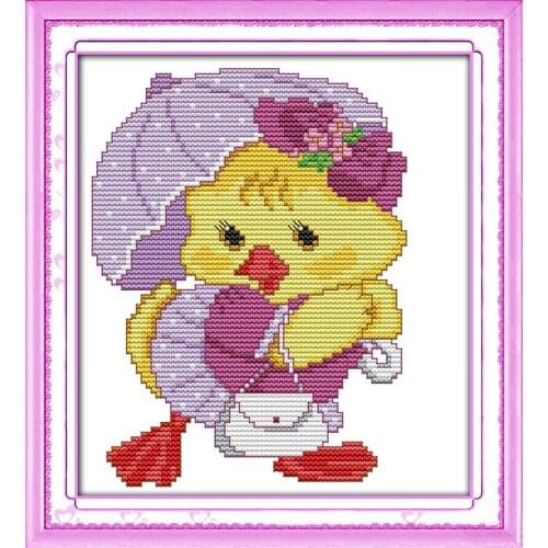 Fashion little duck cross stitch kit 14ct 11ct count print canvas stitches embroidery DIY handmade needlework plus