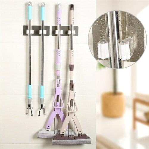 9X9cm/20X7.5cm Dual Racks Wall Mounted Mop Handle Holder Rack Space Saver Brush Broom Organizer Hanger Hooks Waterproof Bathroom