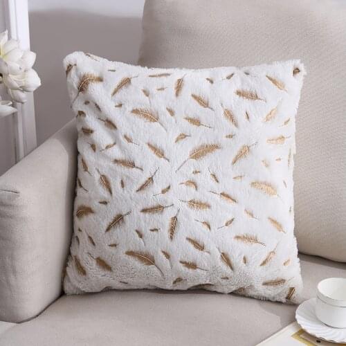 Simple Style Pillow Covers Pure Color Double-sided Feather Bronzing Plush Cushion Cover 18*18in Home Decor Throw Pillow Cover