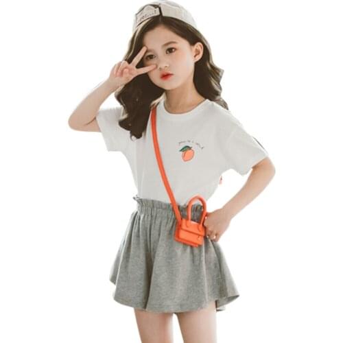 Clothes For Girls Letter Tshirt + Short Girl Clothes Floral Pattern Children Clothes Girl Summer Childrens Clothes 6 8 10 12 14