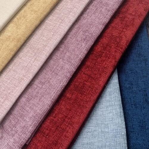 Solid Color Polyester Chenille Upholstery Fabric for DIY Sofa Cover Curtain Roller Blinds Fabric
