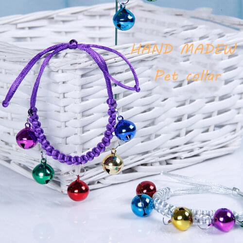 Hand Made Cat Collar with Bell Dogs Accessoires Kong Dog Collar for Small Dogs Cute Adjustable Pink Dog Collar Cat Accessoires