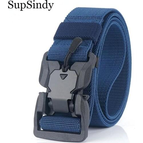 SupSindy Military Army Combat Tactical belts for Men Quick Release Buckle Stretch elastic nylon Training canvas belt male strap