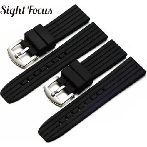 Stripe Silicone Rubber Watchband for Seiko Citizen Breitling 22mm Watch Diver Belt Mens Wristwatch Strap Correas Relojes Hombres