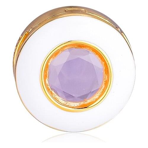 DIY Fits for Pandora Charms Bracelets Gleaming White Circle Shine Clip Beads 100% 925 Sterling-Silver-Jewelry Free Shipping