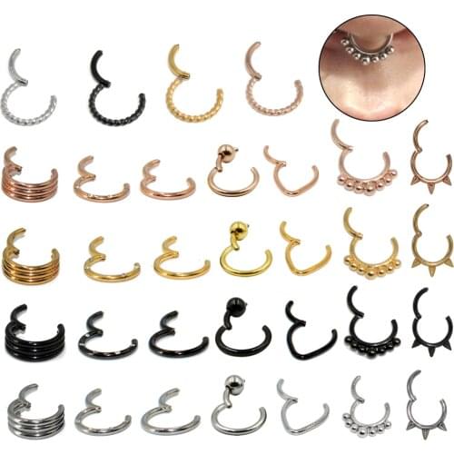 1PC Surgical Steel Daith Helix Earring 16g Septum Clicker Hoop Nose Ring Labret Ear Tragus Cartilage Stud Piercing Jewelry