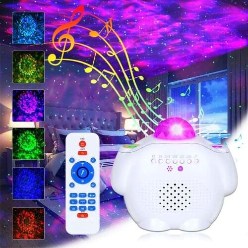 LED bluetooth music starry sky projector nebula lamp ocean galaxy stars night light control speaker for kid Christmas gift