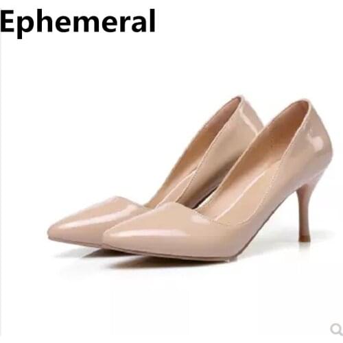 Bride Shoes Super High Heel 8cm Larger Size 34-48 Wedding Party Pumps Stilettos Zapatos Novelty Shoes Simple 2018 New Style Pink