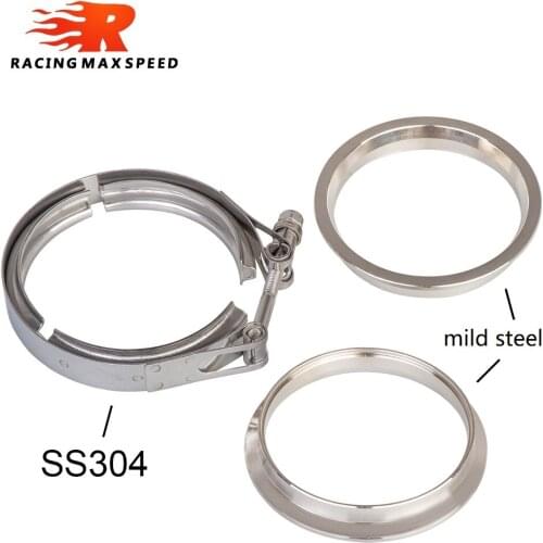 Universal SS304 2 2.25 2.5 3 3.5 4 V-band Clamp 3 Inch V-band 4 Inch Exhaust Flange 76mm Turbo Exhaust Vband V Clamps Kits