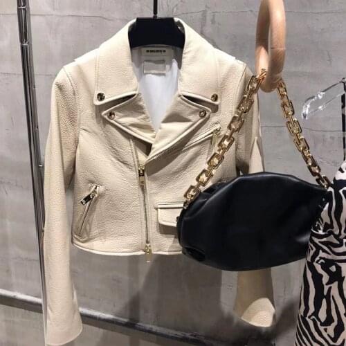 Ladies genuine lamb leather jacket women real sheep skin jacket