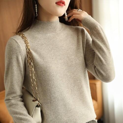 2021Knitted Women turtleneck Sweater Pullovers Autumn winter Basic Women high neck Sweaters Long Sleeve Pullover Slim female top