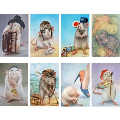 Full square round Drill 5D DIY Diamond Painting cartoon mouse Cross Stitch animal Mosaic Diamond Embroidery Year of the Rat gift