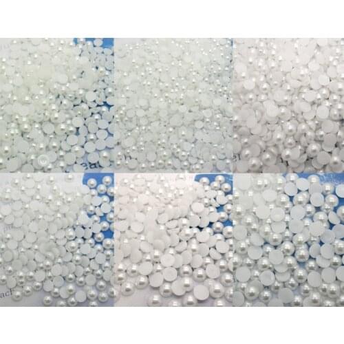 300-10000Pcs Mixed White Half Round Pearl Beads Craft Cabochon Scrapbook Decoration Flatback Nail Art Garment Beads DIY