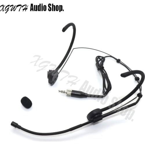 Black Foldable Headset Microphone Condenser Mic for Sennheiser Wireless Radio System 3.5mm Lock Stereo Omnidirectional Mic