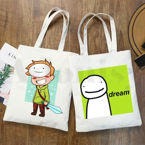 Dream Smp Aesthetic Kawaii Game Graphic Handbags Shoulder Bags Casual Shopping Girls Handbag Women Elegant Canvas Bag