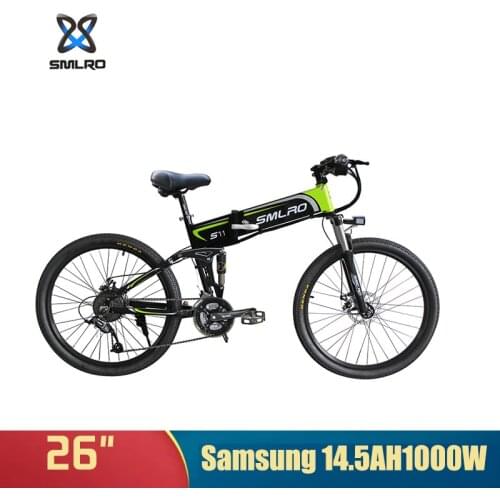 Smlro Samsung 1000w 48v 14.5ah Adult Foldable Electric Bike 26 Inch 21speed Variable Speed Off-road Ebike Mountain Bicycle Mtb