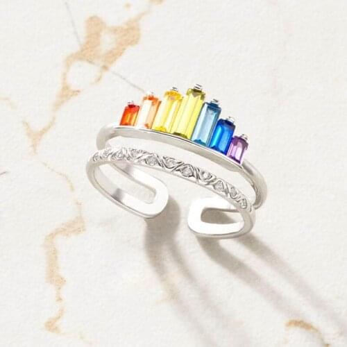 Crown Rainbow Rings For Women Adjustable Crystal Ring Best Wishes To My Daughter Birthday Gift Elegant Female Jewelry