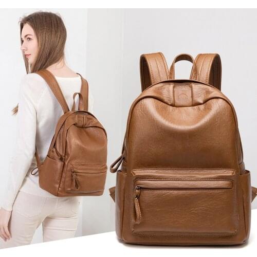Fashion High Capacity Good Quality Leather Backpacks Women Casual Backpacks Female Large Capacity Travel Shoulder Bags