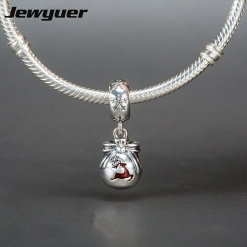 New dangle Christmas ornament charms with red enamel925 sterling silver jewelry beads fit charm bracelet necklace gift DIY DA164