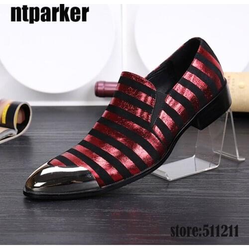 Ntparker Italian Style Luxury Fashion Pointed Leather Mens Shoes Business Leather Dress Shoes Pointed Metal Toe, EU38-46