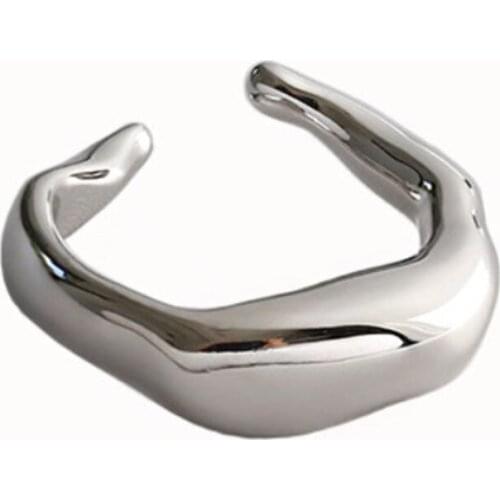 ZEMIOR Korean Style Ring For Women S925 Sterling Silver Irregularity Adjustable Rings Minimalism Shape Birthday Fine Jewelry