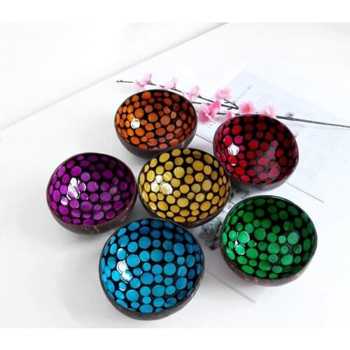 1Pcs Natural Coconut Bowl Soup Fruit Salad Set Noodle Rice Coco Smoothie Tableware Decoration Creative Handicraft Kitchenware