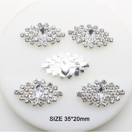New Fashion 10Pcs/lot 23*37mm rhombus Diy Jewelry Accessories rhinestones pedestal embellishments caps wedding Decoration