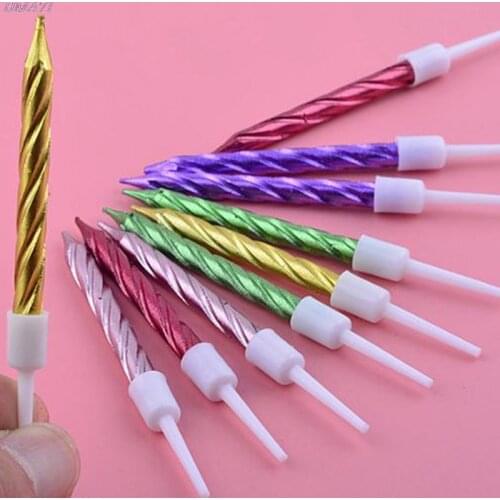 10 Stks/zak Draad Kleur Verjaardag Kaarsen Met Stand Cake Kaars Party Benodigdheden Bruiloft Taart Decoratie Hot
