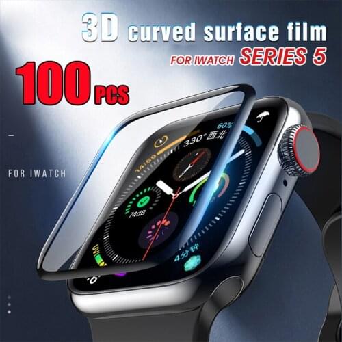 100pcs 3D Curved Tempered Glass Screen Protector Full Coverage Film Guard For Apple Watch 38mm 40mm 42mm 44mm Series 6 5 4 3 2