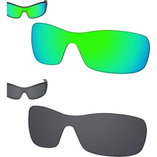SmartVLT 2 Pieces Polarized Sunglasses Replacement Lenses for Oakley Antix -Sapphire Green and Solid Black