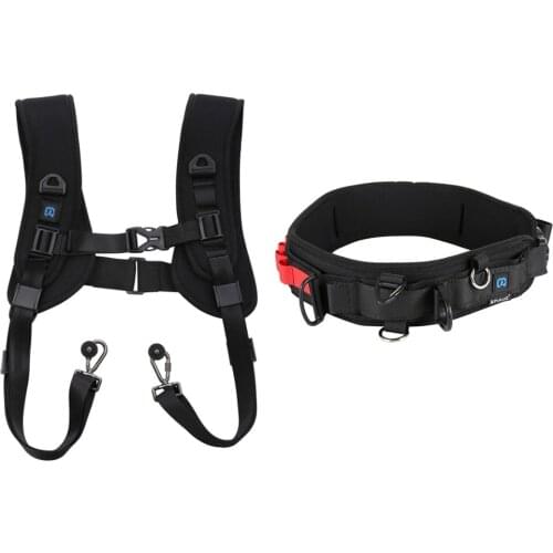 2 in 1 Multi-functional Bundle Waistband Strap + Double Shoulders Strap Kits with Hook for SLR / DSLR Cameras