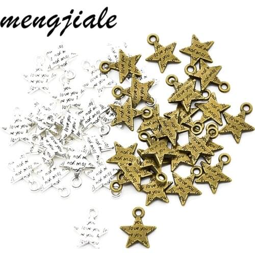 20pcs Wholesale Two Color Nameplate Small Star Charms Alloy Metal Pendants For DIY Handmade Jewelry Accessories Making 16*13mm