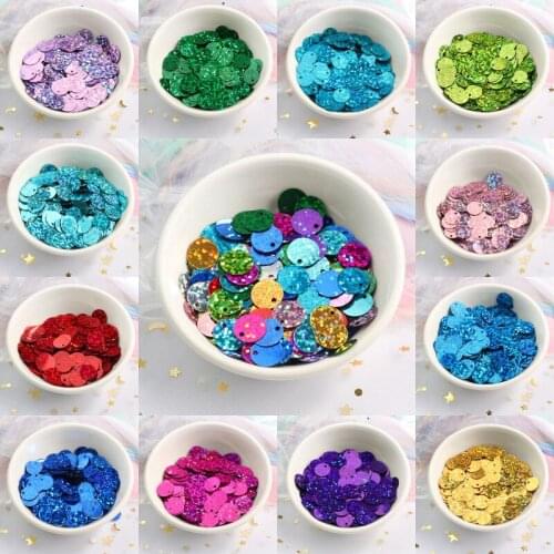 200Pcs Paillettes 10mm Laser Flat Round Sequins With 1 Side Hole DIY Sequin For Wedding Decoration Jewelry Clothing Accessories