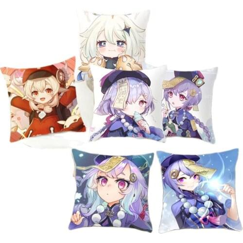 45*45cm Short Plush Pillowcase Genshin Impact Anime Cosplay Kawayi Cartoon Printing Pillowcase Cover
