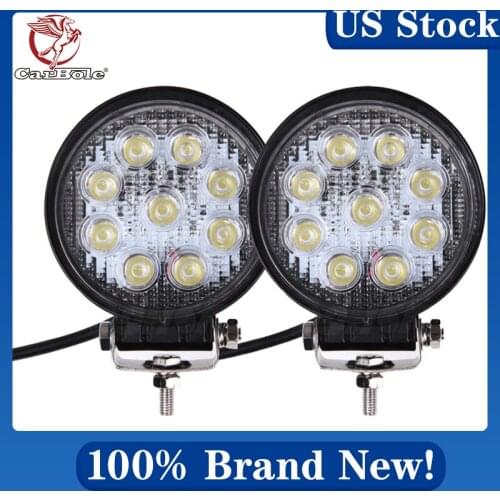 CARBOLE 2X 27W 4Inch Spot Round LED Work Light Offroad Fog Driving DRL For SUV ATV Truck
